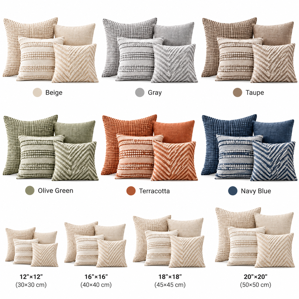 qivzunor™ Textured Neutral Throw Pillow Cover Set