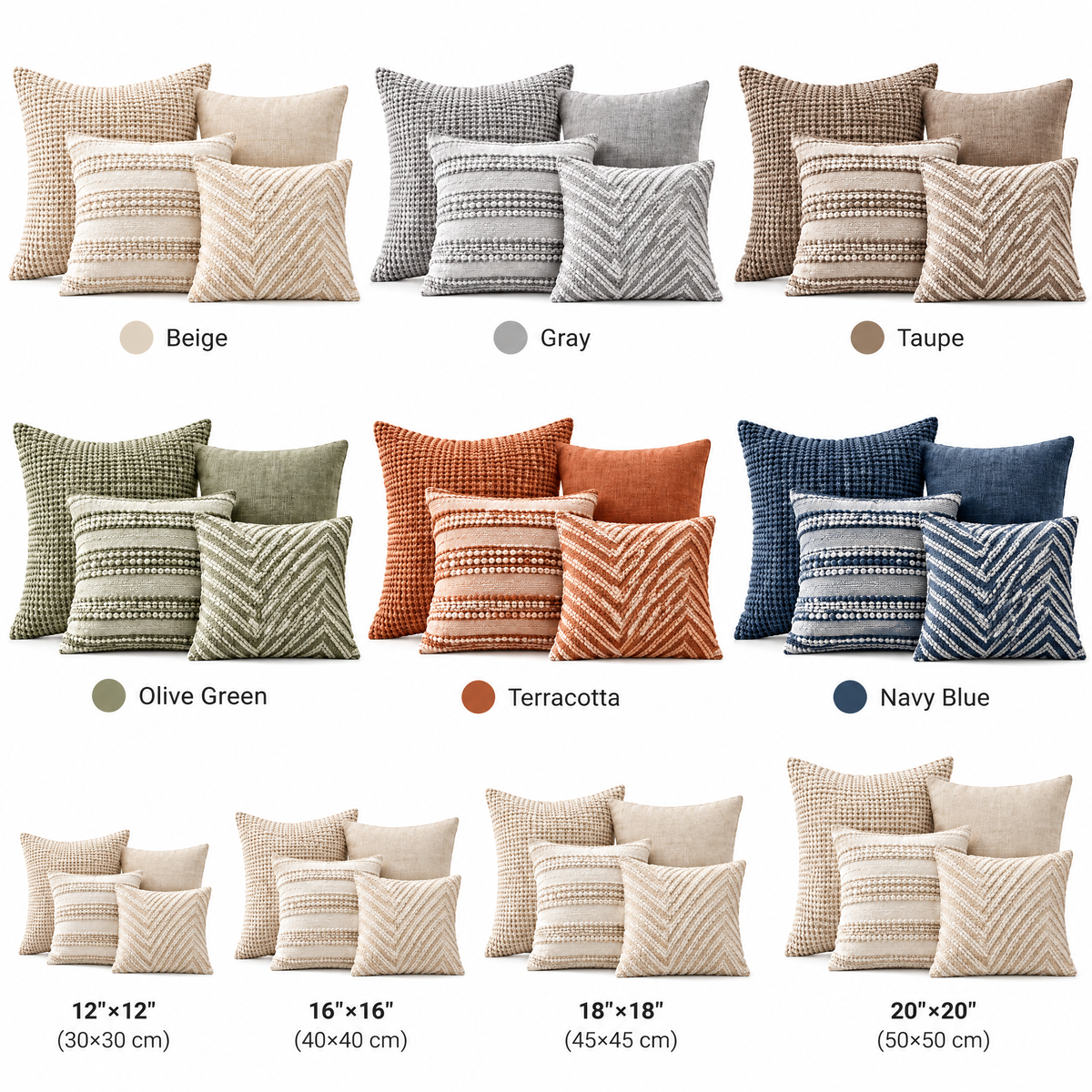 qivzunor™ Textured Neutral Throw Pillow Cover Set