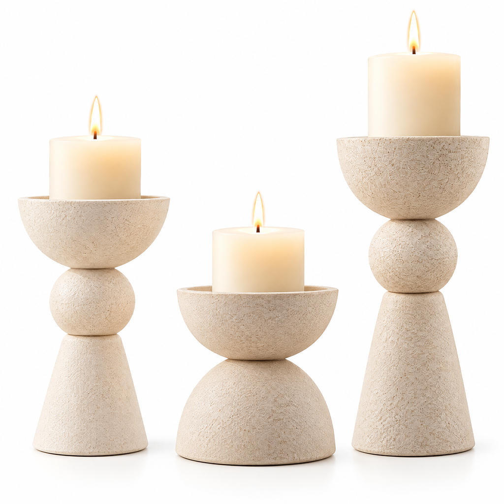 qivzunor™ Sculptural Pillar Candle Holder Set