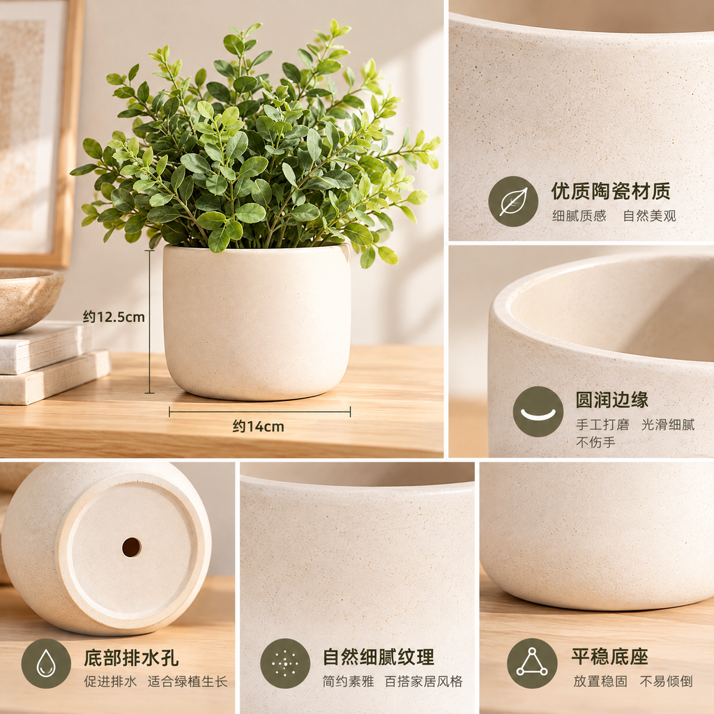 qivzunor™ Minimal Speckled Ceramic Planter