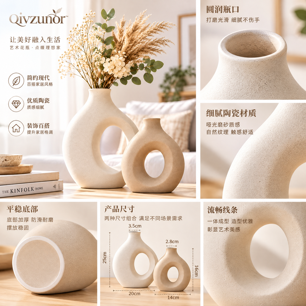 qivzunor™ Sculptural Loop Ceramic Vase Set