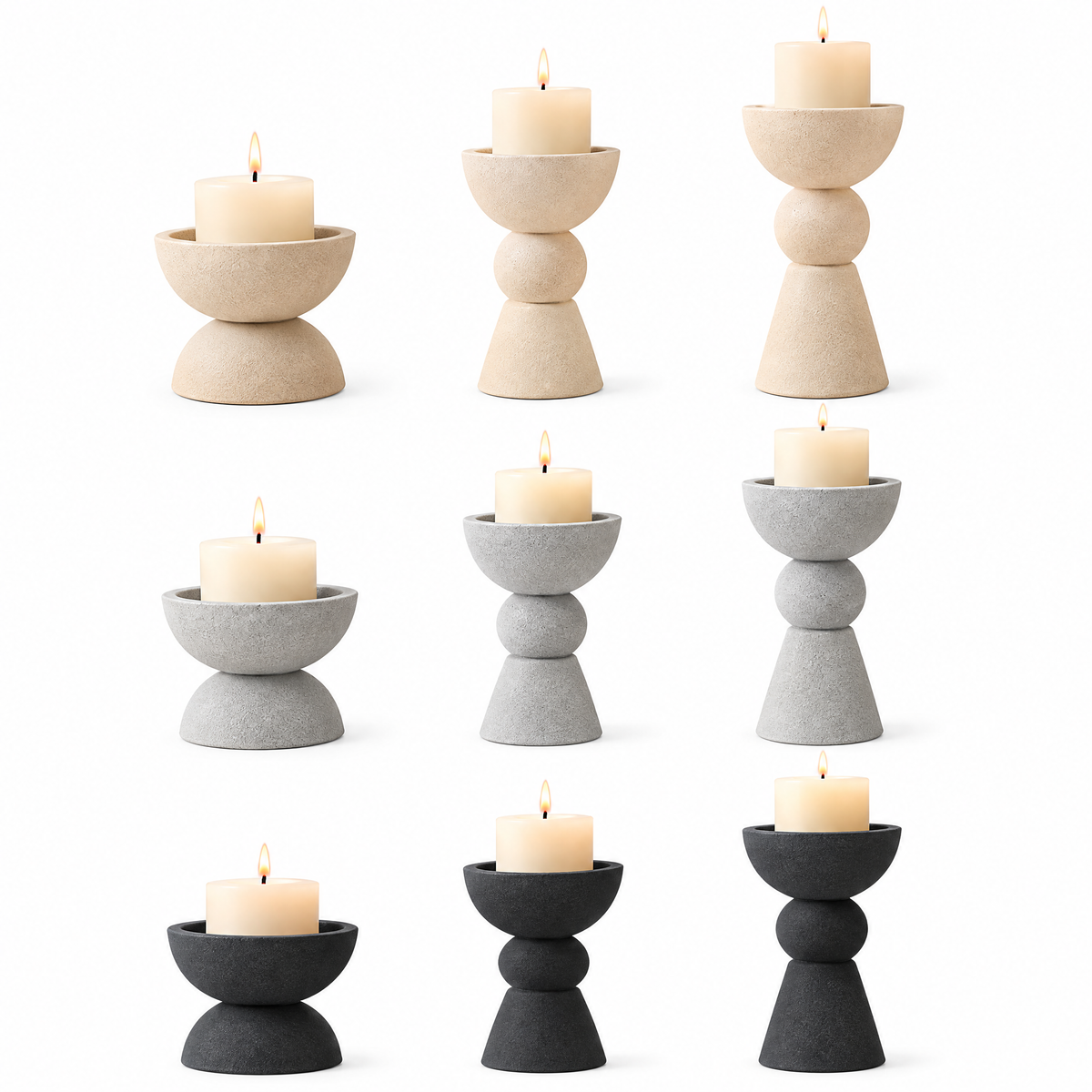 qivzunor™ Sculptural Pillar Candle Holder Set